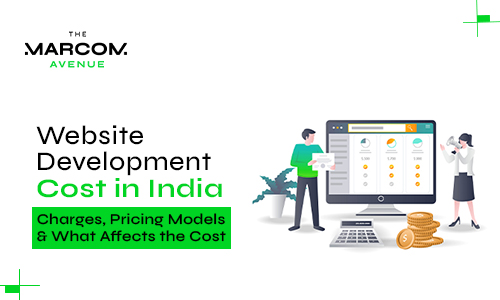 Website development cost in India infographic showing pricing models, charges, and factors affecting website design and development costs.