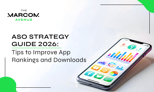 ASO strategy guide 2026 showing mobile app analytics dashboard to improve app rankings and downloads